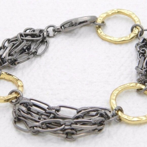 SS Gold Tone Geometric Abstract Bracelet - Picture 1 of 4